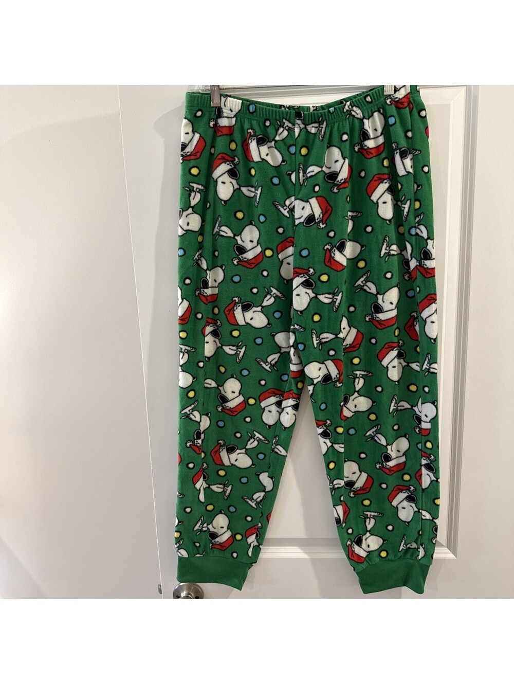 Peanuts Snoopy Christmas Pajama Pants Plush Size L  Joggers